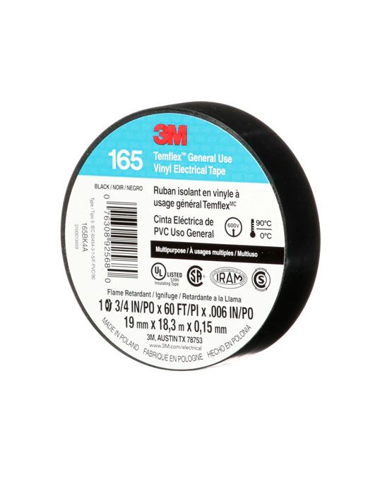 CINTA AISLANTE 165, 19MM X 18.3m, NEGRO - 3M