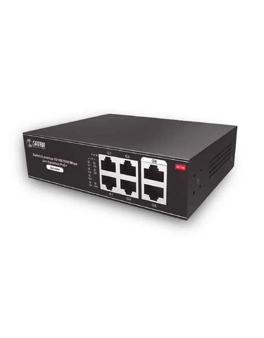 SWITCH 06 PUERTOS 10/100/1000 MBPS, 4 PTOS POE - SATRA